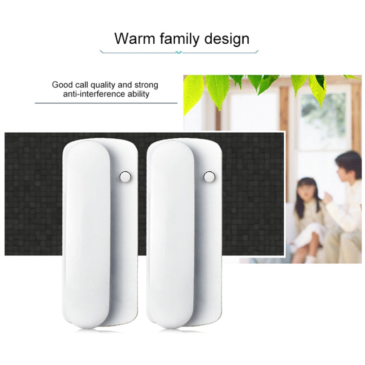 Two white wired intercom doorphones with call button on front panels