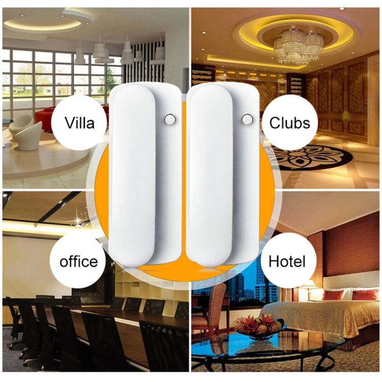 Two white wired intercom doorphones with call buttons, centered view