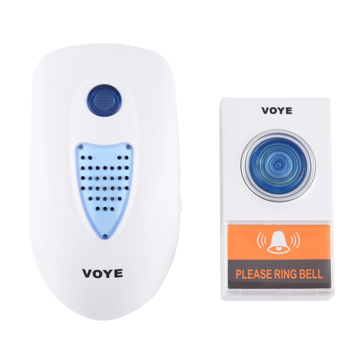 White doorbell chime and blue speaker-style button transmitter