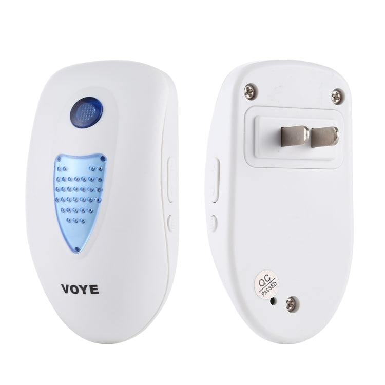 White wireless doorbell chime with back panel and mounting contacts