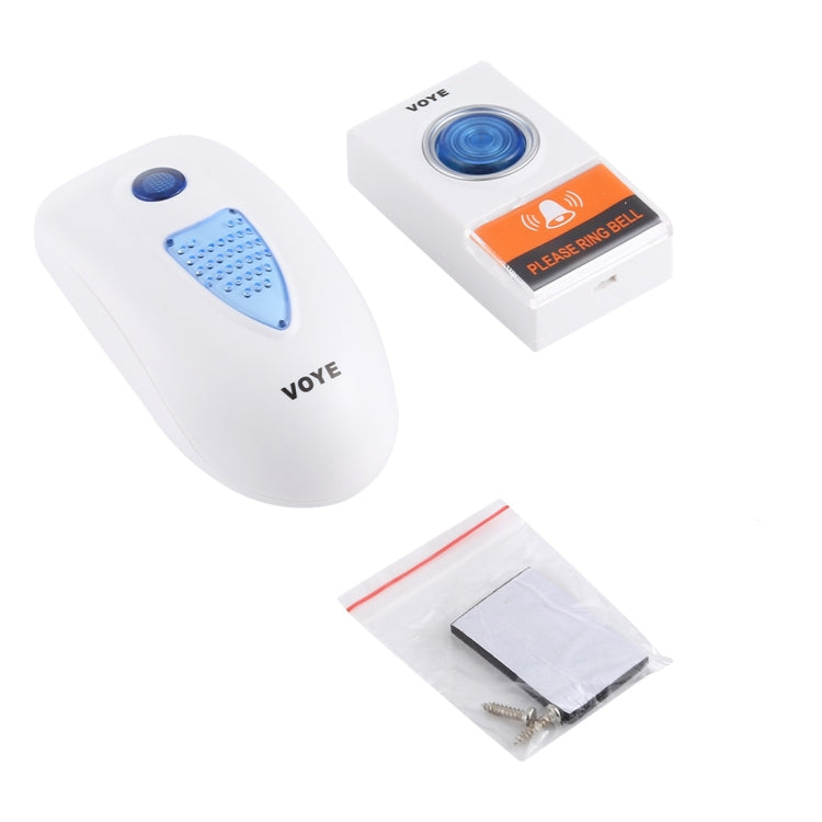 White doorbell chime with blue speaker panel and ring-bell button