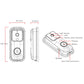 Smart WiFi doorbell size diagram with labeled lens, button, and speaker