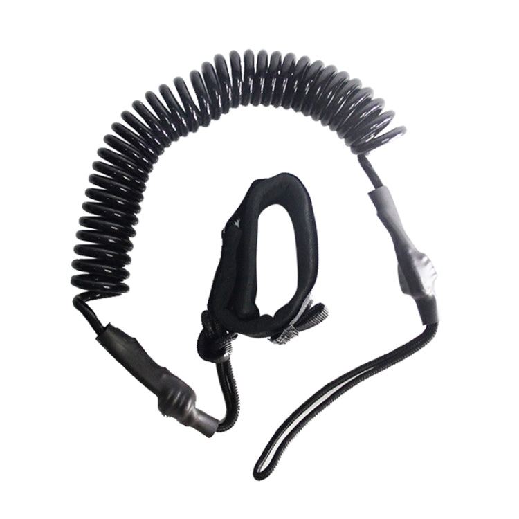 Rotatable foot safety rope with black spring elastic and padded foot loop