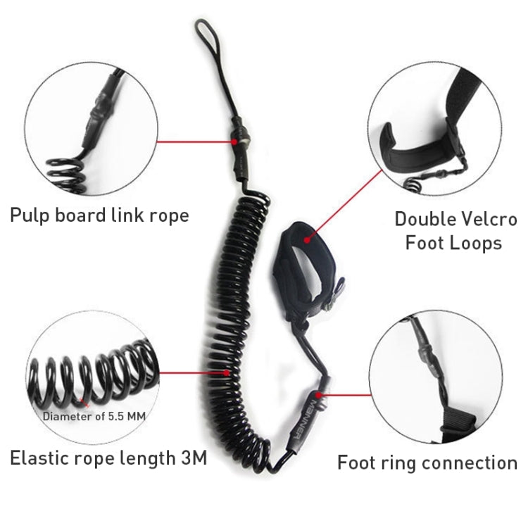 Rotatable foot rope safety kit with coiled elastic line and double Velcro foot loops