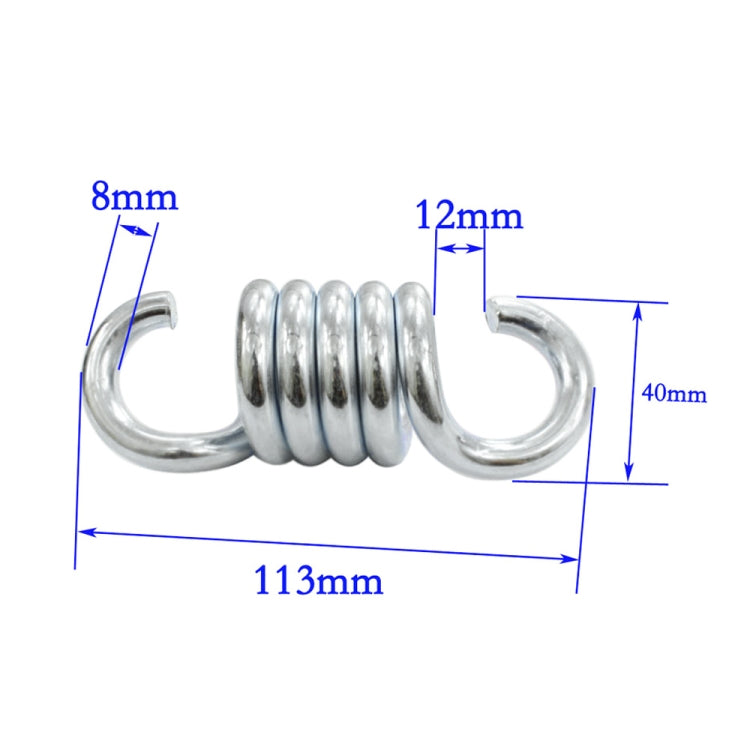 8mm metal hammock extension spring with S-hook ends and coiled center
