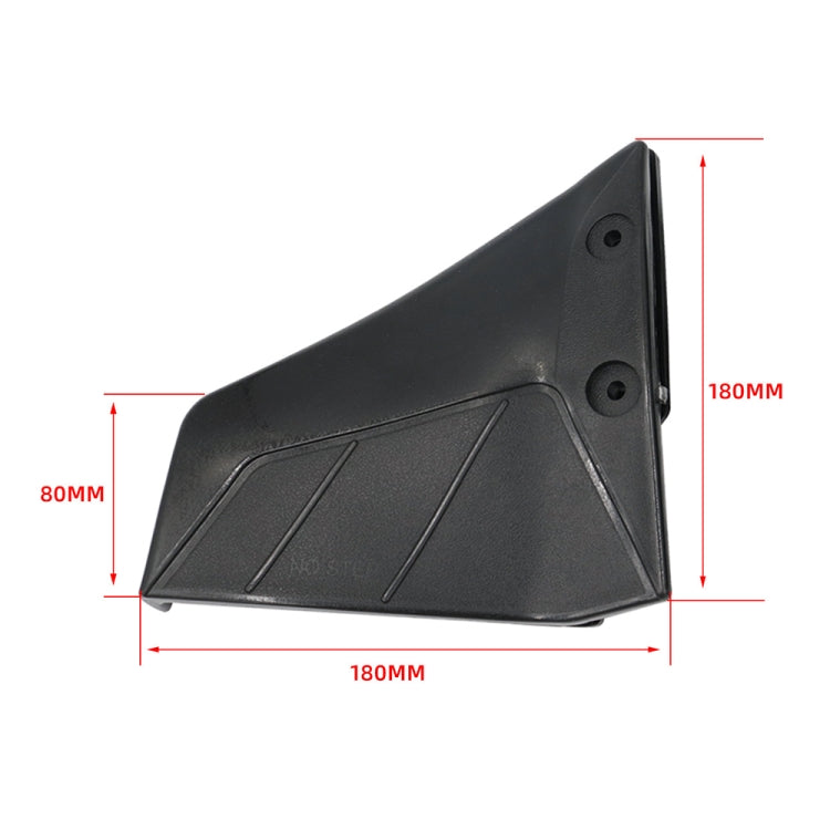 Black wave breaker fin dimensions shown: 180mm length x 80mm height