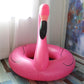 Pink flamingo-shaped inflatable pool float ring, 120 cm, upright head detail