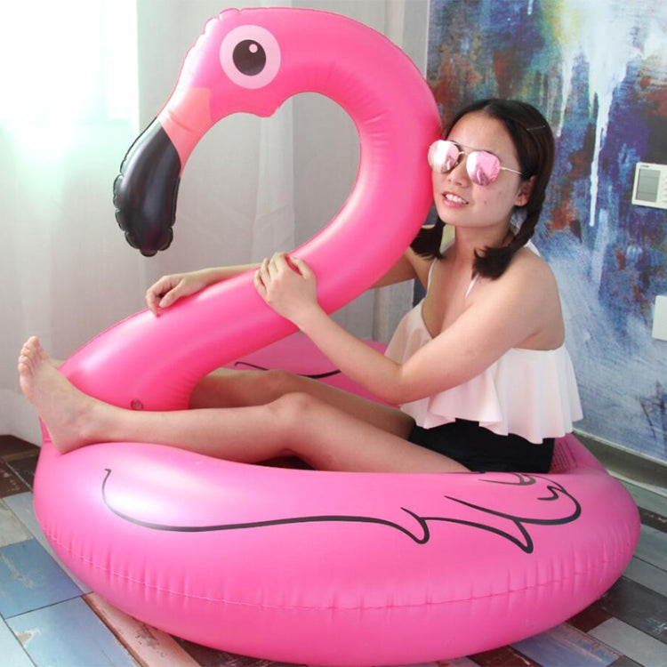 Pink flamingo inflatable pool float lounge, 120 cm, with cartoon face and beak