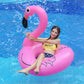 Pink flamingo inflatable pool float lounge ring, 120 cm, with face above water