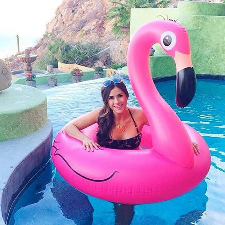 Pink flamingo inflatable pool float lounge ring, 120 cm, with beak and face