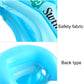 Blue inflatable life jacket swimsuit with safety fabric panels and back support type