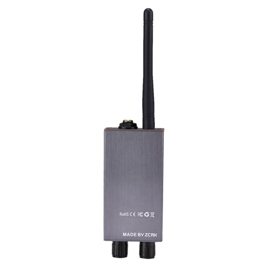 Multi-functional anti-spy detector with long antenna and back label text, black body.