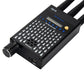 Handheld RF signal detector with three antennas, USB port, and LED indicator