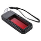 Portable infrared lens detector with red display, button panel, and braided lanyard