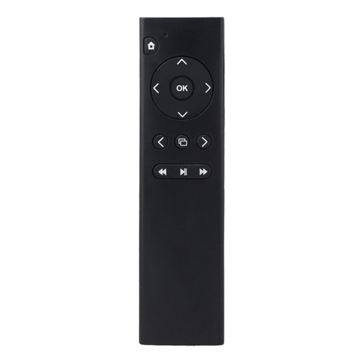 Black infrared multimedia remote control with directional pad and OK button