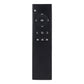 Black infrared multimedia remote control with media controls and playback buttons