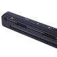 Black handheld document scanner side view with ports and time set controls