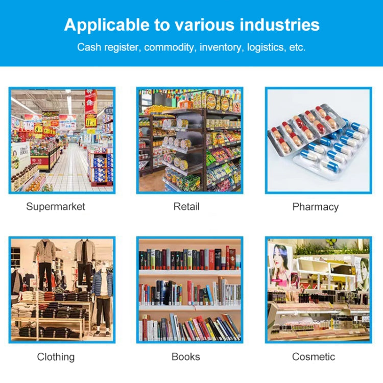Barcode scanner industry use thumbnails for supermarket, retail, pharmacy, and more