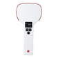 Front view of a white handheld UHF RFID reader with red rim and scan controls