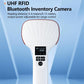 White UHF RFID Bluetooth handheld inventory camera style reader with red-ring head