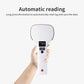 White handheld RFID UHF reader with red trim, small screen, and scan/navigation buttons