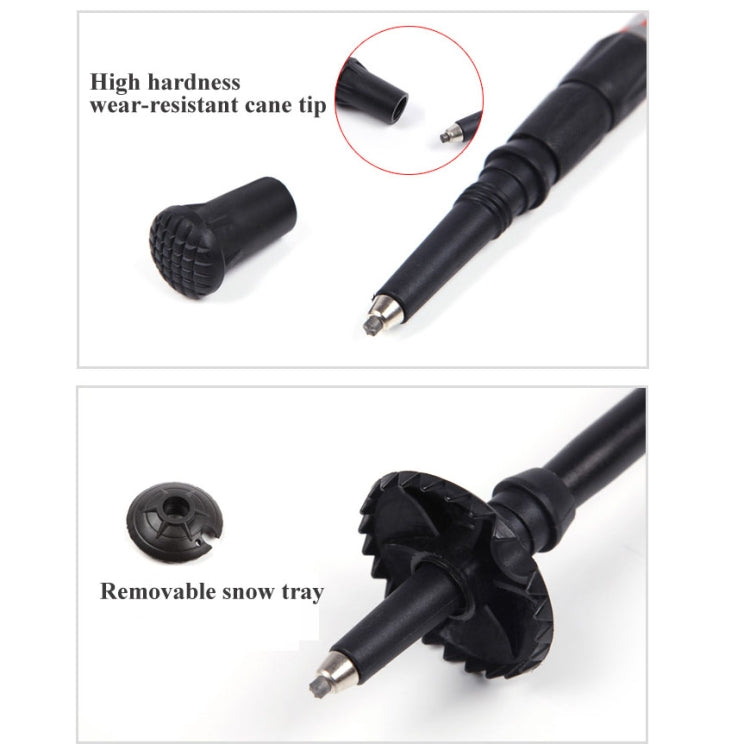 Black trekking cane tip with removable snow tray and textured grip section