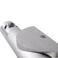 Close-up of brushed metal LED wall lamp bracket and swiveling light housing