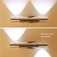 Gold LED wall lamp showing two glowing beams for cool white light