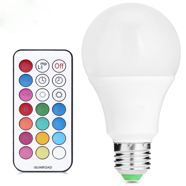 RGB LED light bulb with E27 base and remote controller, color button panel