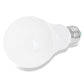 White LED light bulb with E27 screw base, angled side view