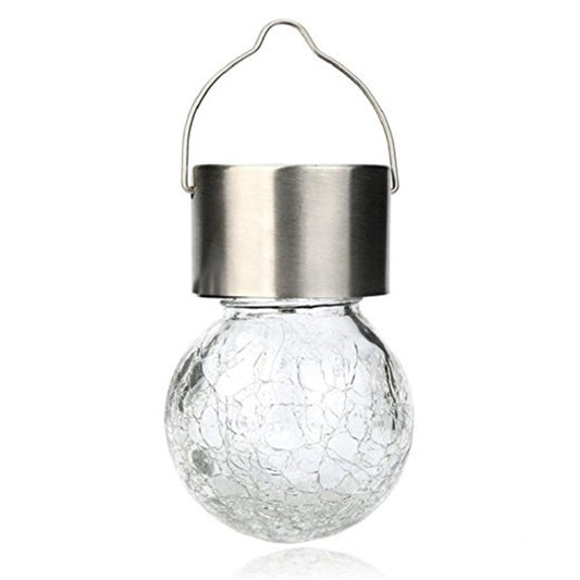 Hanging outdoor crystal glass globe lamp with stainless steel top and hanging loop