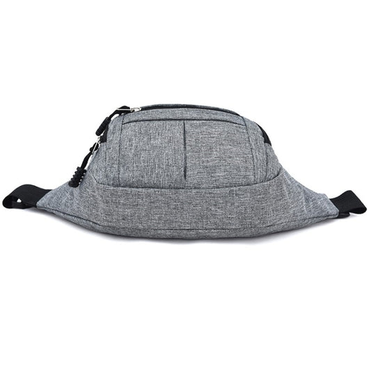 Gray waterproof chest and waist bag with adjustable strap and front zip pocket
