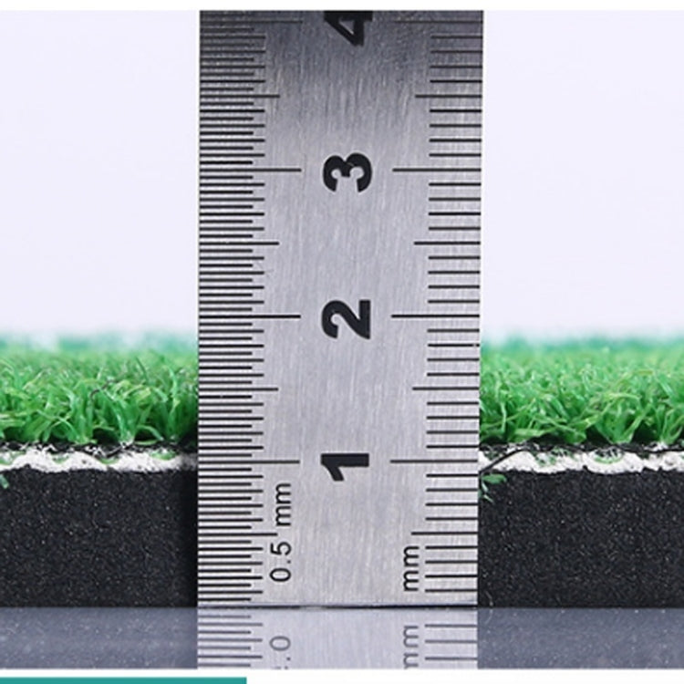 Mat thickness measurement over black foam and green turf layers