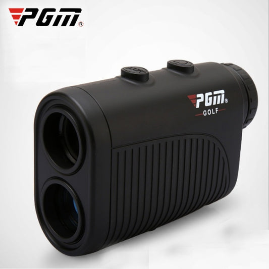 Black handheld golf laser distance meter with dual eyepieces and top buttons