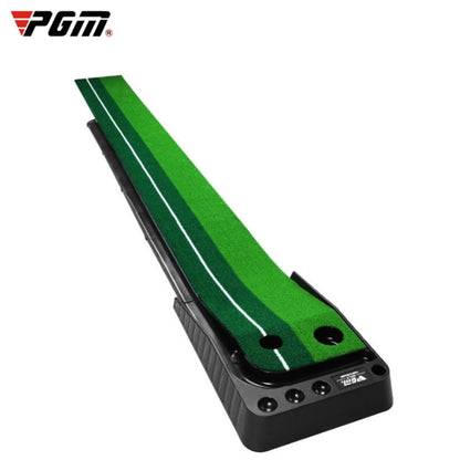3m indoor putting trainer practice track with automatic return, green turf and two target holes