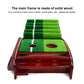 Golf putting trainer frame with green turf and two circular target holes