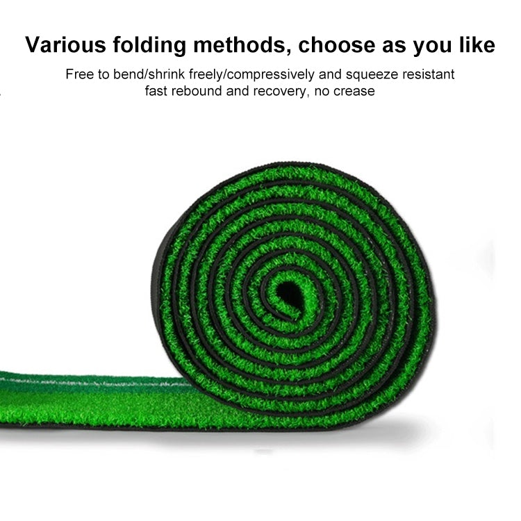 Rolled green turf practice mat with spiral pattern and black outer backing