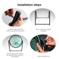Golf practice net assembly steps showing frame, mesh ring, screws, and locking nut