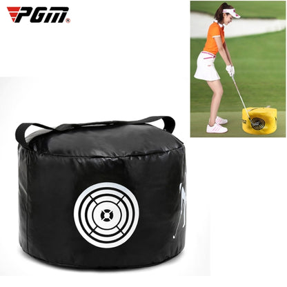 Black golf practice impact trainer bag with carry handles and target logo panel