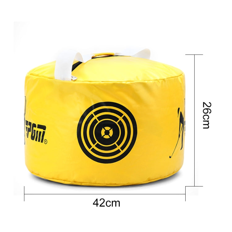 Yellow waterproof golf practice impact trainer bag with carry handles and target graphic