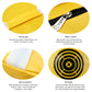 Yellow golf practice bag close-up showing zip closure, reinforced stitching and target print