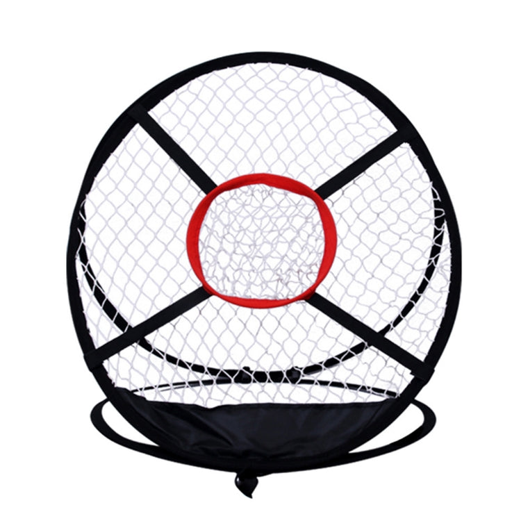 PGM golf cutting practice net front view, white mesh target with red center ring