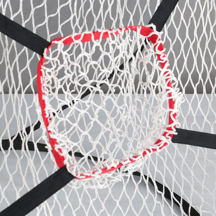 PGM golf practice net close-up of white mesh bullseye with red stitched rim
