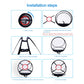 PGM golf practice net installation steps diagram with net and bullseye
