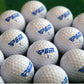 Pack of white PGM golf balls with blue branding and “2” numbers