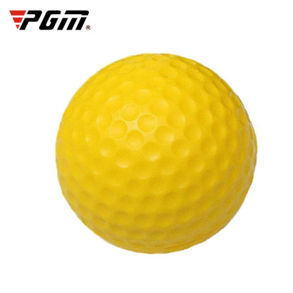 Yellow rubber indoor golf ball with dimple texture