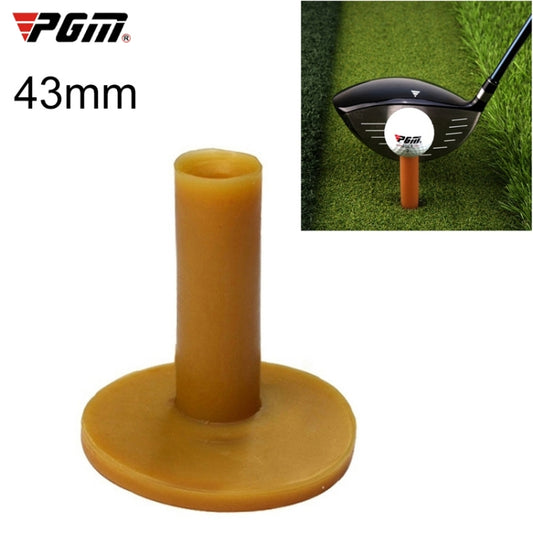 Amber rubber golf tendon tee with round base and upright peg, 43mm size