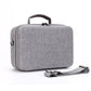 Gray rectangular carry case with handle and shoulder strap, zipper closure.