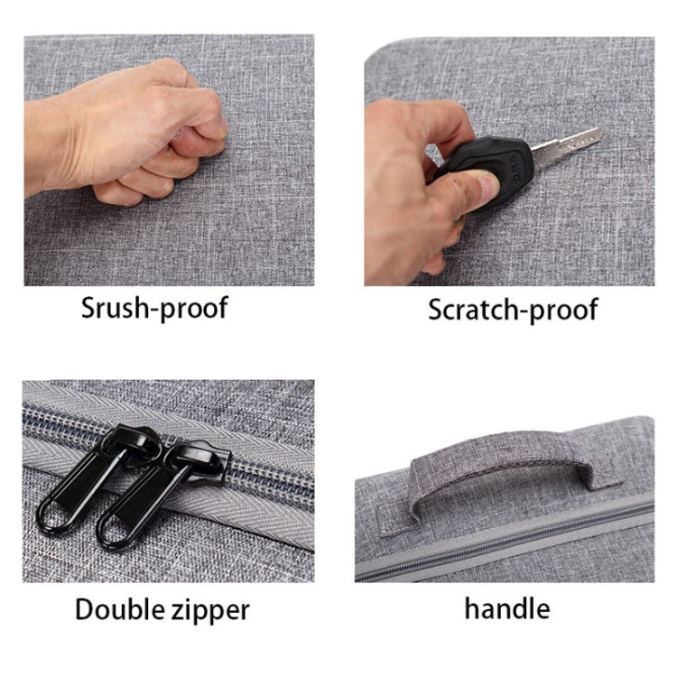 Gray shockproof carry case with double zipper and built-in handle