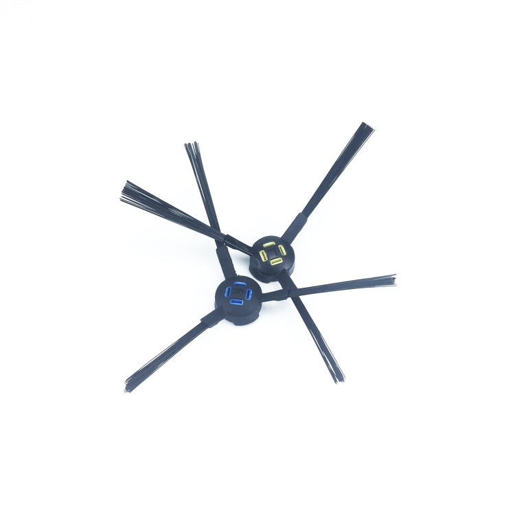 Robotic vacuum replacement side brush set with four dark bristles per brush, black hubs